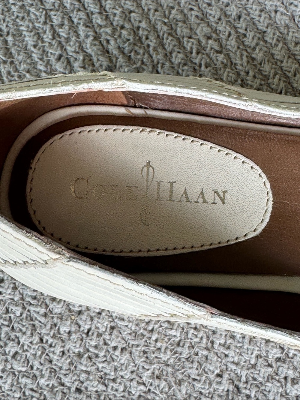 Cole Haan Women's White Woven Peep-Toe Wedge Sandals - Picture 5 of 10